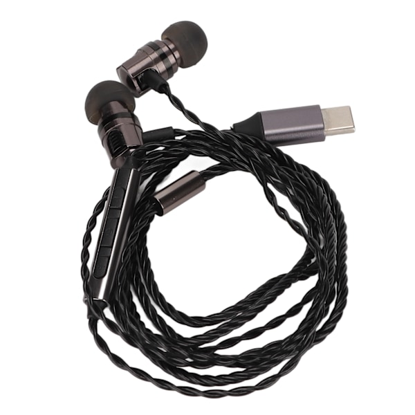 Monitor Hörlurar HiFi Stereo Typ C Trådbundna DAC Hörlurar med Mikrofon för Musiker Audiofiler