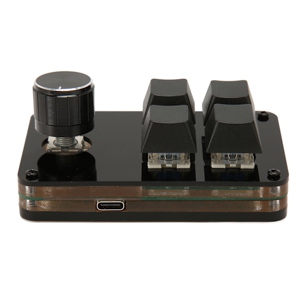Mini 4-knapps tangentbord med ratt, anpassningsbart makroprogram, hot-swappable tangentbord, separat kabel, mekaniskt tangentbord med blå brytare