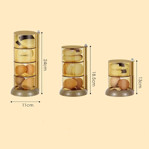 360° roterende opbevaringsboks til kosmetik og smykker brown 2 layer