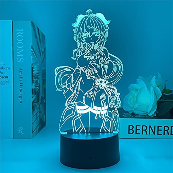 Peli Genshin Impact Figure Ganyu Night Light 3D LED Decorati