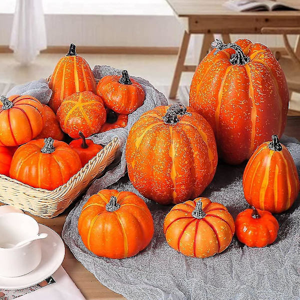 "Fake Pumpkin 7pc Collection: Artificell höstdekoration, Halloween-tillbehör, jul & Thanksgiving Disp 1