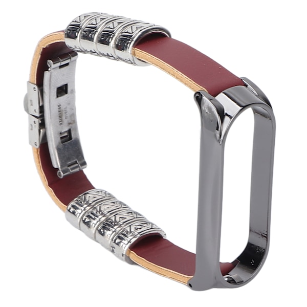 Retro Nahkainen Ranneke Xiaomi Mi Band 5/6 NFC:lle, Muodikas Retro Nahkainen Kellonranneke Ruskea Musta