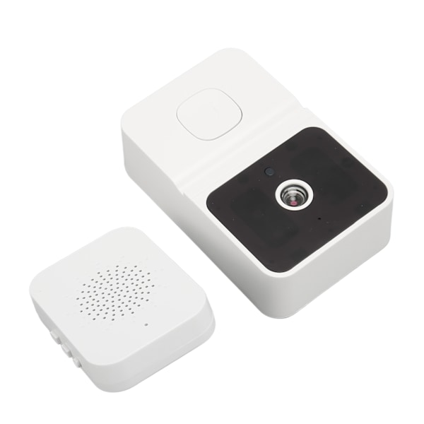 Smart Trådlös Fjärr Video Dörrklocka WiFi Kamera Intercom Dörrklocka med Rörelsedetektering Mörkerseende Inomhusringklocka Vit