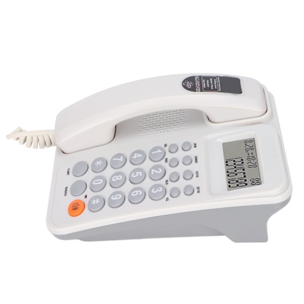 KXT2027CID Bordtelefon med ledning, justerbar volum, nummerpresentasjon, semi-håndfri, fast telefonlinje for kontorhotell (Hvit)