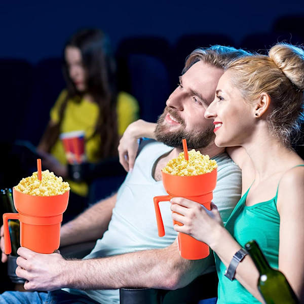 Kannettava Tumbler-välipalakuppi Juomakupilla ja Oljella Monikäyttöinen Orange