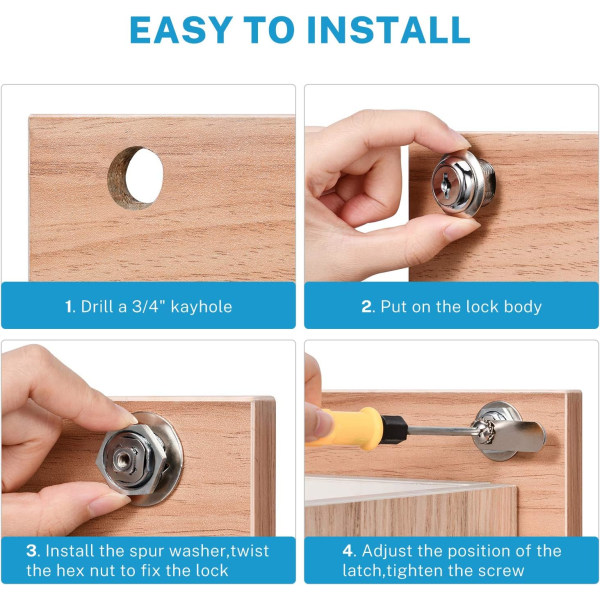 5-pak oppgraderingsboks Cam Lock Set, like nøkkel 1-1/8 tommers kamera
