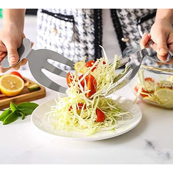 Salatbestik 2 styks salattang i rustfrit stål Køkkengadgets til omrøring Salatnudler Frugtnudelløfter Tåler opvaskemaskine