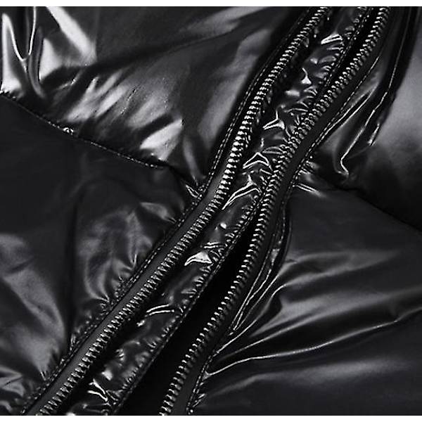 Kiiltävä untuvatakki Talvitakki miehille Seisova kaulus untuvatakki hupun kanssa BLACK 2XL
