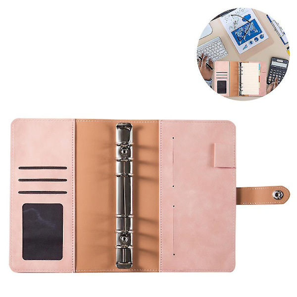 Notebook Binder Budget Planner Binder Cover med 12 styks Binder Lomme Personlig Cash Budget Konvolutter System 6 Hul Binder Folder Bean Paste Pink