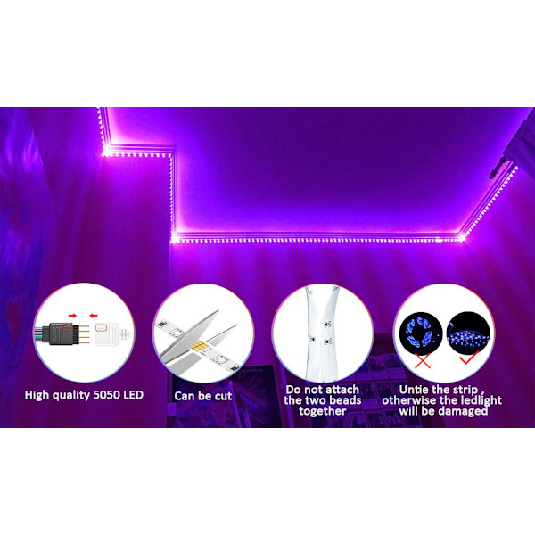 RGB 2.5m LED slinga RGB5050 Music Sync LED Strip multicolor ColorRGB 2.5m 5050 LED strip
