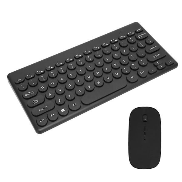 Trådløst tastatur og mus-sett 2.4G 78 taster Tastatur 4 taster Musknapper Mini datamaskintilbehør for kontor Svart