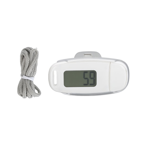 Stegräknare Stor LCD-skärm USB Uppladdningsbar Exakt Portabel Lättviktig Pedometer med Snodd för Kvinnor Män Barn Vit
