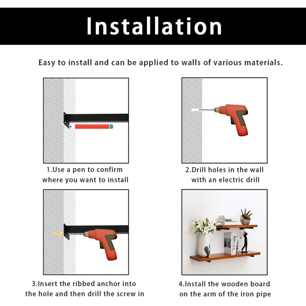 Hyllestøtte Hyllestøtte, 25 cm Hyllestøtte Heavy Duty Brakett Hylle Feste Vegg hylle Svart Flytende Hylle Feste Heavy Duty Industri