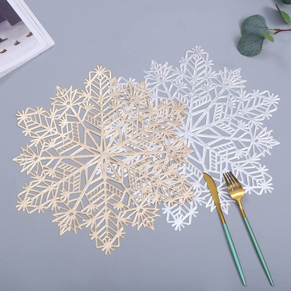 2 st Julfest Rund Cutout Snöflinga bordstabletter