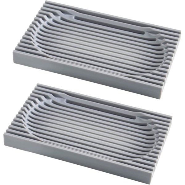 2-pack premium silikontvålskål - självdränerande tvålkopp för S