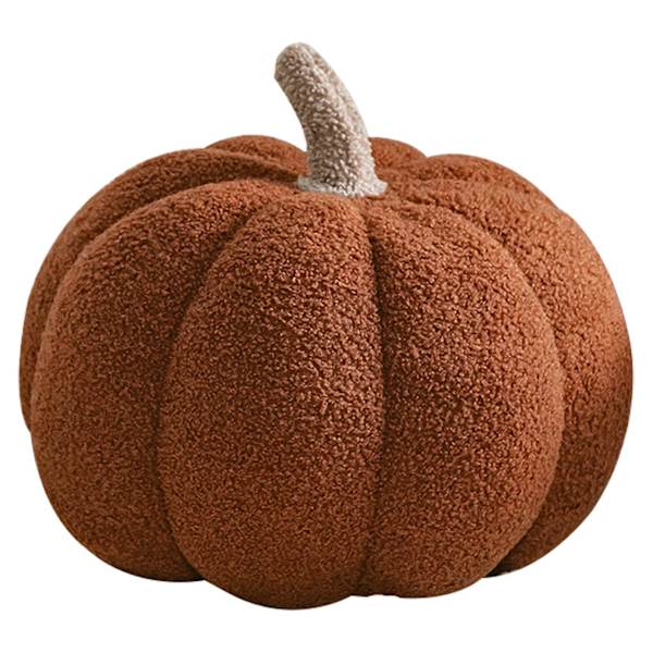 Blød Halloween-græskar plys pudedekoration til sofa, fleecefyldt pude, Halloween-græskar dekoration Brown 20cm