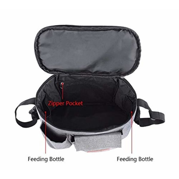 Rattailuvun Organisaattori Rattailu Buggy Bag Baby Universal Multifunktionaalinen Säilytyskassi (Harmaa Tähti)