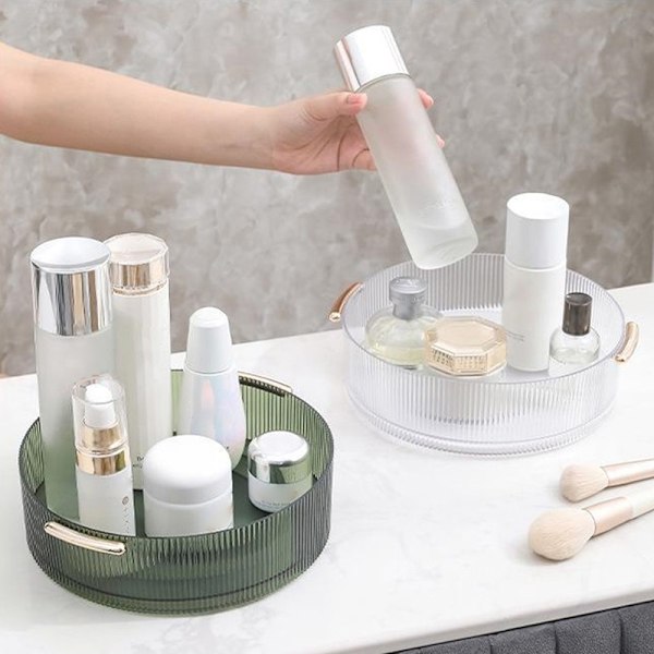 360° Roterande skåp Organizer bricka Kök Kosmetisk skivspelare Transparent Green