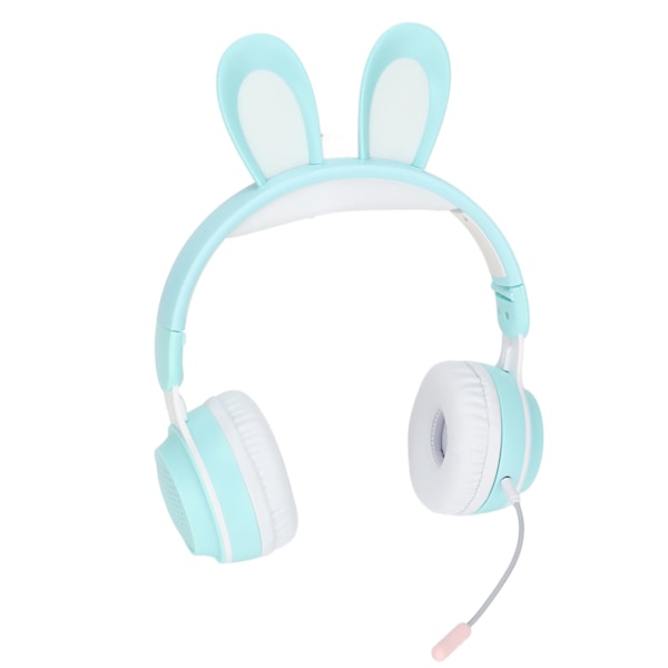 Kaninøre Bluetooth 5.0 Hovedtelefoner Sammenklappelige Trådløse Børneheadset med LED Farvelys til PC Tablet Online Læring Grøn