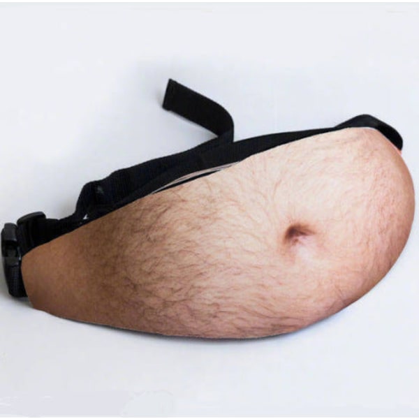 Menn kvinner Fanny Pack Midjeveske Øl Mage Lærbelte Kreativ Morsom Fake Belly Simulering Stor Mage Sprengning Hairless belly 48*18.5*10cm