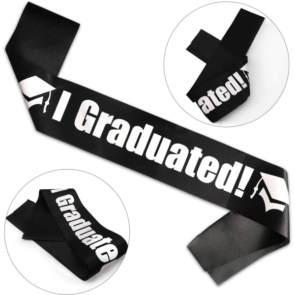 Graduate Cap Student Cap Black Hat och Graduate Scarf för College