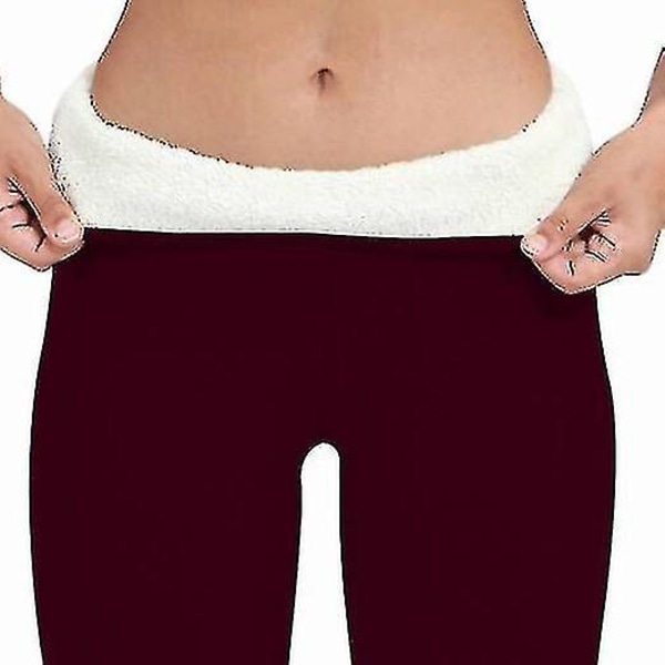 Naisten paksujen korkeavyötäröisten leggings-housujen fleecevuoratut leggings viini wine L