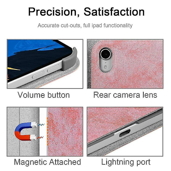 Qwert Apple iPad Pro 11 tuuman langaton Smart Sleep -näppäimistö + kotelo (vaaleanpunainen??valkoinen)