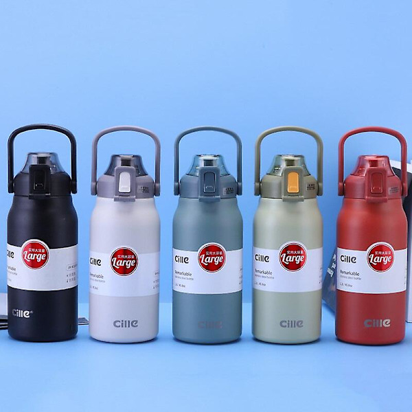 1300/1700 ml, stor kapasitet, rustfritt stål, bærbar termosflaske for sugerør, utendørs sport Vakuumvannflaske Termisk kopp - Vakuumflasker & The 1700ml cyan 880-1700ml