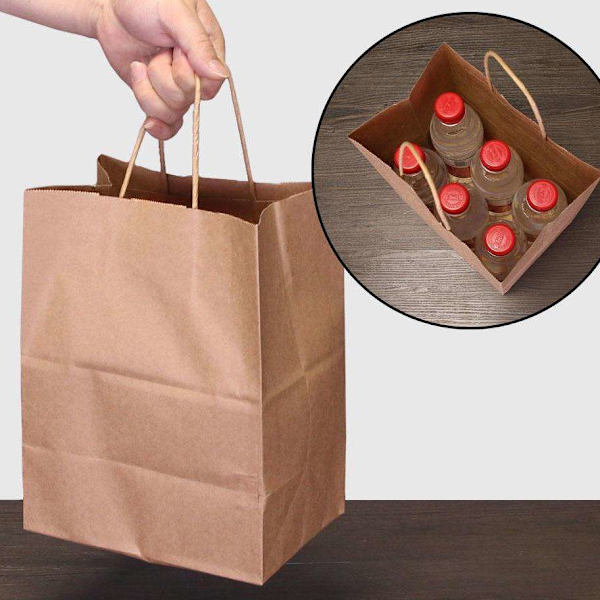 25 stykker 5,9x3x8 tommer kraftpapir gaveposer med håndtag, små papirposer med håndtag, papir festposer