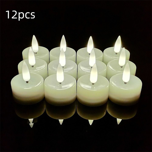 12 stk Flammeløse LED-lys Ellys VARM HVIT VARM Warm white