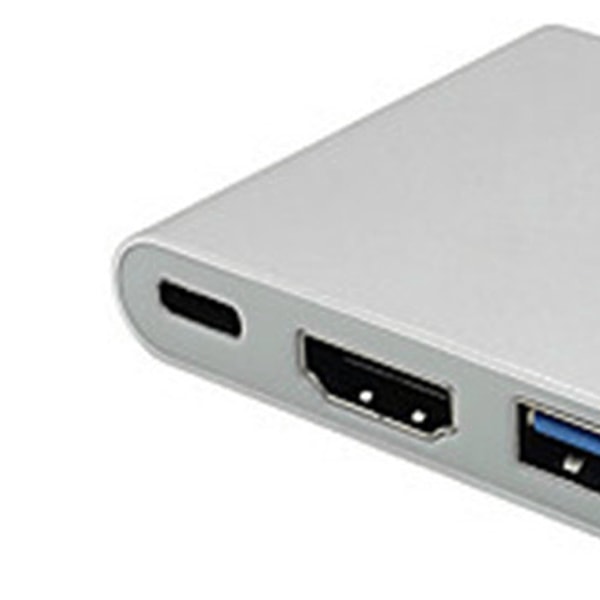 Typ C till USB-hubb Multifunktionell 3 i 1 5Gbps Hastighet Portabel Typ C Dockningsstation för Hemmakontor Silver
