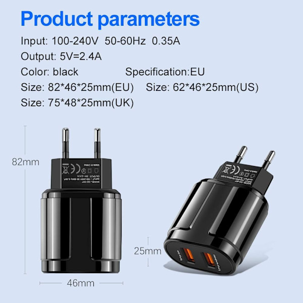 Laderhode med 2 USB-uttak