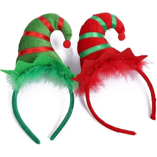 Christmas Pannband Elf Hat Pannband med 3d Hat Designs 2 stycken