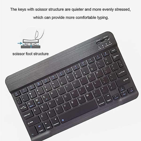 10 tommer Bluetooth trådløst tastatur og mus til Ipad Air Pro Black