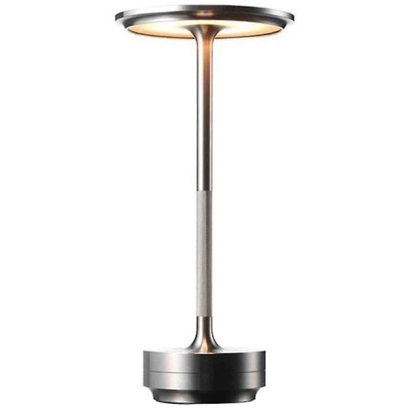 Sladdlös bordslampa Dimbar vattentät metall USB uppladdningsbar bordslampa 4-nivåer Brightn Silver