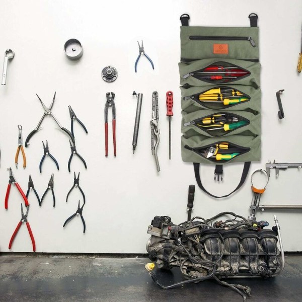 Roll Up Wrench Bag, Canvas Multipurpose Storage Bag (grøn)