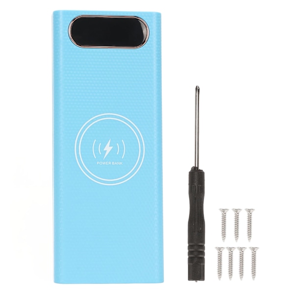 10W Batteriladdare Ytterhölje 8x21700 DIY Power Bank Box Blå 5W Trådlös Laddning Lödningsfri