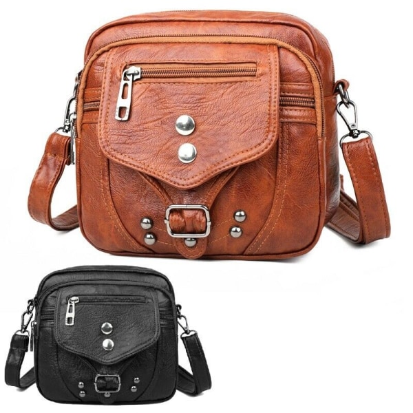 Vintage Håndtaske til Kvinder Lædertaske Skuldertaske Flere Lommer Cross Body Brown