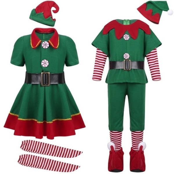 Unisex julekostumesæt Green Elf Cosplay Fancy Dress male 160cm