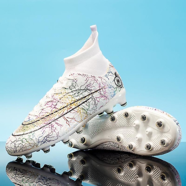 Fotbollsskor för män Halkfria fotbollsskor Klossar Gräs Fotbollssneakers Yj068a White 45