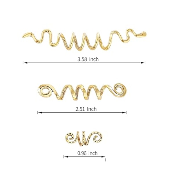 (pack med 6) Gold Snake Hair Smycken för flätor, Dreadlock Accessoar