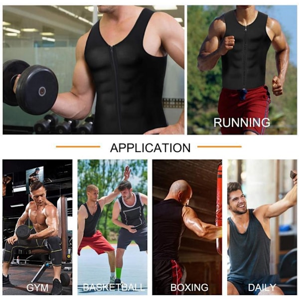 Bastuväst för herr waist trainer dragkedja Neopren Bastudräkt linne(3XL)