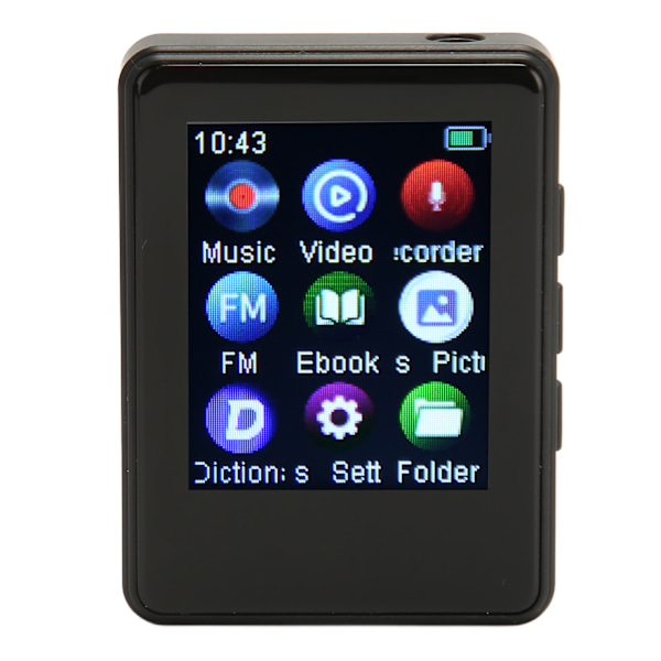MP3-soitin Bluetooth 5.0 HiFi-äänellä, 1,77 tuuman täyskosketusnäyttö, musiikkisoitin FM-radiolla, e-kirjalla ja ääninauhurilla
