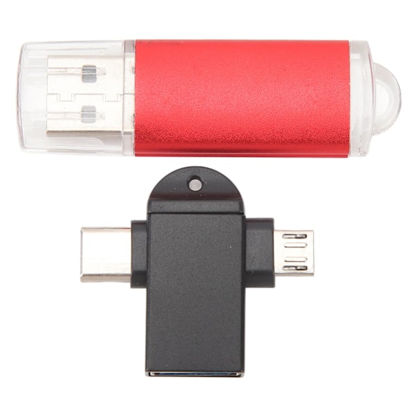 USB-minne Kompakt Portabel USB-minne med USB till Typ C och Micro USB-adapter för Windows 98 för OS X 9 Röd 128GB