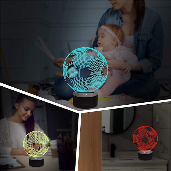 3D LED Natlys USB Bordlampe Fodbold Home Decor