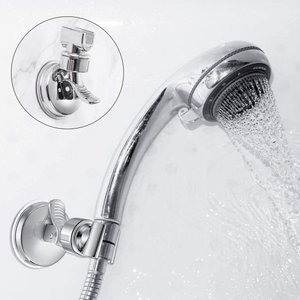 Duschhuvudshållare, utbytbar handhållen duschhållare i plast, justerbar Sugkopp i polerad krom Duschhållare för badrum