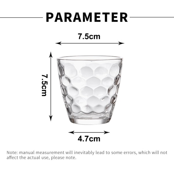6 st 185 ml genomskinligt hållbart glas vattenkopp hushållsöl