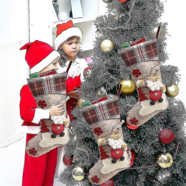Joulusukat, iso koko Klassinen joulusukka Lumiukko Santa