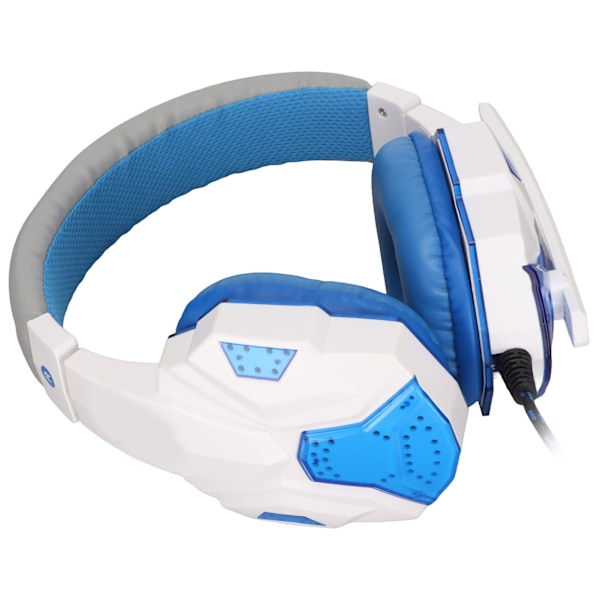 SOYTO SY830MV Gamingheadset Justerbar Volym Stöd Mikrofon Ljudavstängning USB-headset med 3,5 mm Mikrofon för PS4 PC Laptop (Blå Vit)