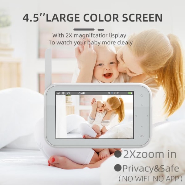 4,5 tums Baby Monitor Baby Care Device Baby Monitor Tvåvägs Voice Intercom Support Tf Card European Regulation EU